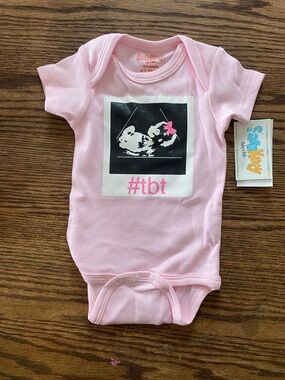 Pink Baby Onesie with #tbt Ultrasound Graphic 0-6 months NWT